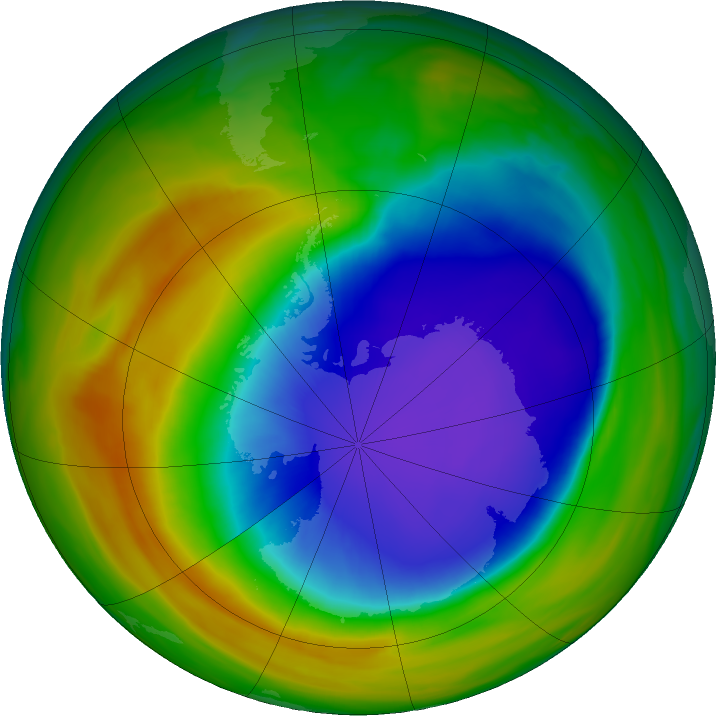 Antarctic ozone map for 19 October 2023